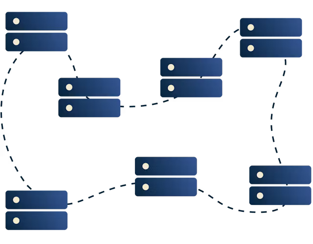 Servers met elkaar verbonden.